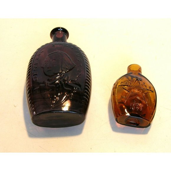 American Eagle Glass Bottles Set of Two Plum and Amber - Picture 8 of 12